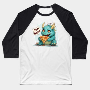 Cute Pizza Eating Monster Baseball T-Shirt